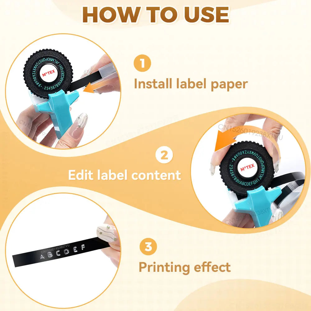 Dymo Labeller Motex E101 3D Embossing Label Printer Similar as B90 Dymo 12965 Manual Labeller Typewriter or 3PK Dymo Label Tape