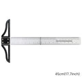 Metric & Imperial Scales Aluminum Alloy Angle Triangle Ruler 45cm T Square Acrylic Ruler Measuring Tool Set for Carpentry