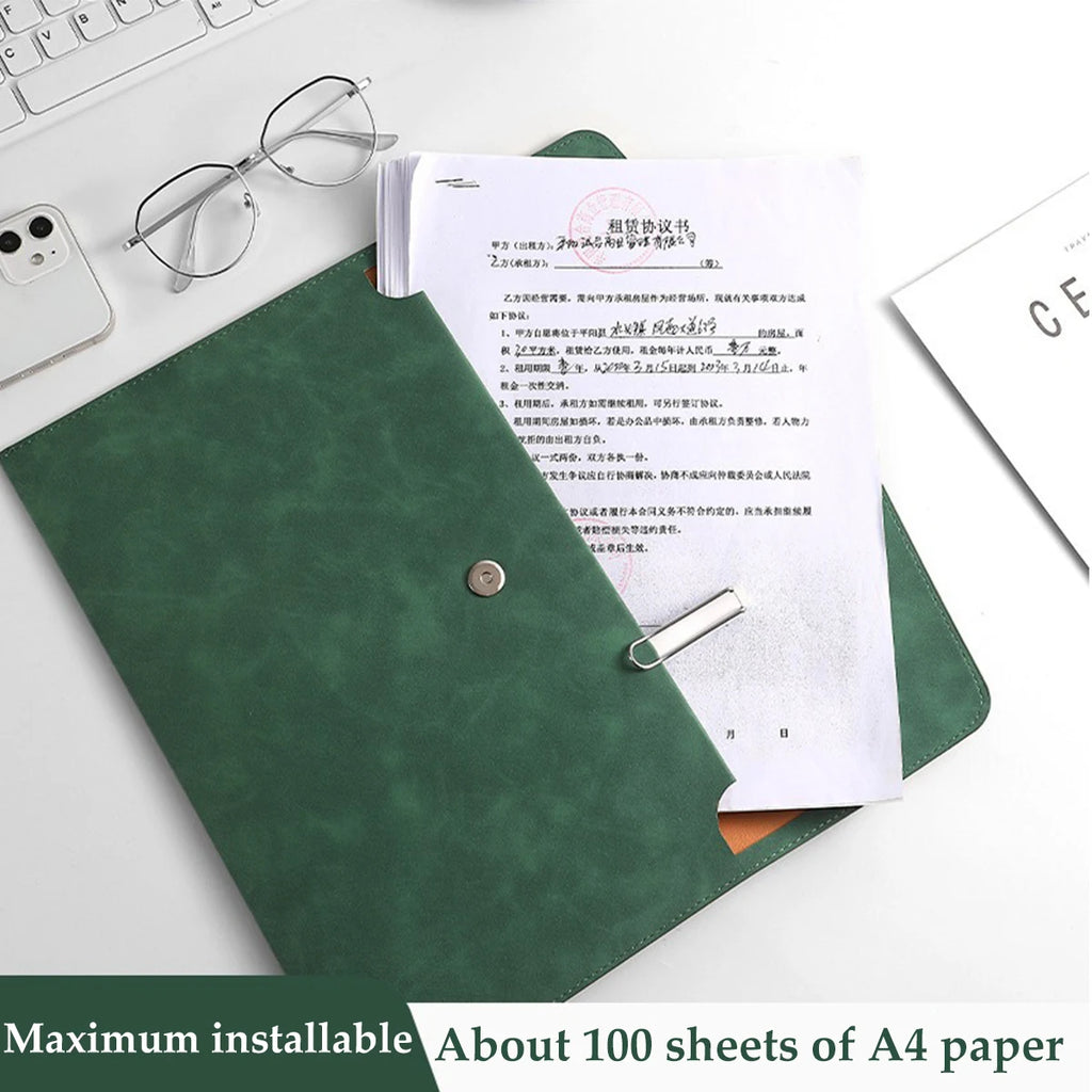 1pcs Leather A4/A5 File Bag Waterproof Wear-resistant Ultra-large Capacity Folder Business Office School File Storage Supplies