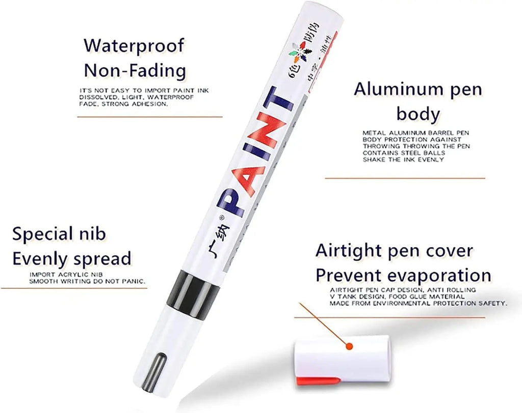 1Pc Car Oily Painting Pen Waterproof Permanent Graffiti Touch Up Tyre Marker Auto Rubber Tire Tread Mark Pen for Bike Cars Metal