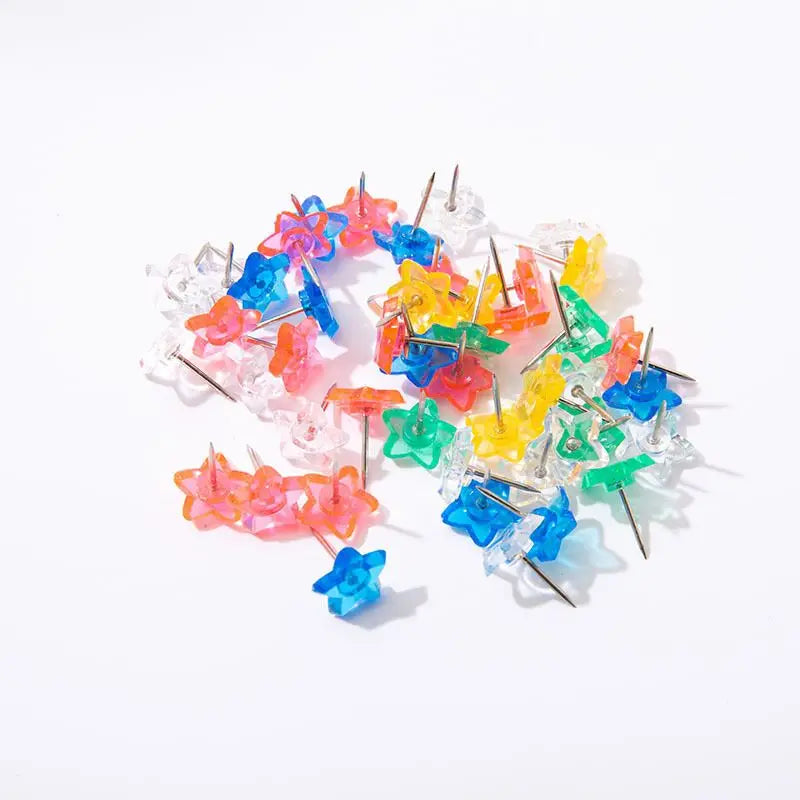 50/100Pcs Plastic Transparent Pentagram Tacks Push Pins Assorted Making Thumb Tacks Cork Board Office School Stationery Supplies