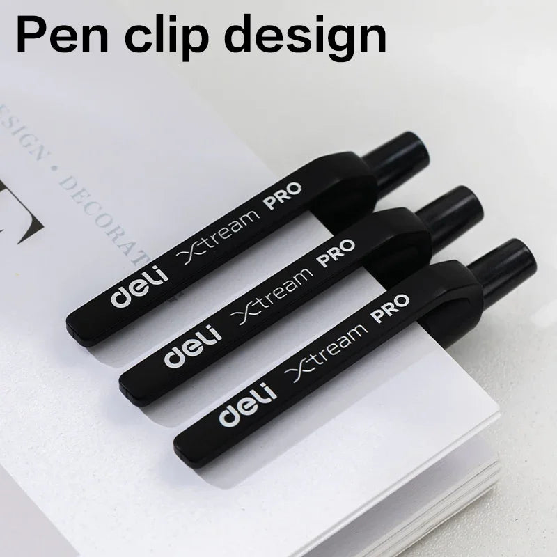 DELI Smooth Writing Ballpoint Pens 0.7mm Black and Blue Ink Pens 12PCS Pack of Retractable Ball Pen for Office School Home