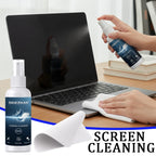Screen Cleaner 50ml + Microfiber Polishing Cloth, Streak‑Free Phone/Laptop/Tablet/Monitor Kit, Removes Fingerprints & Dust