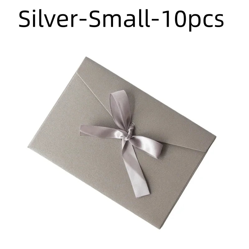 10 Pcs/set Envelope Pearlescent Paper Bow Thicken Ribbon Retro Creative Color Stationery Wedding Invited Gift High Quality