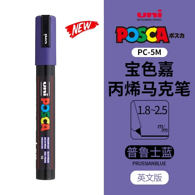 uni POSCA POP Water-Based Marker,Assorted Colors PC-1M/3M/5M 0.7~2.5mm Tips Professional Acrylic Paint Pen for Artists&Designers