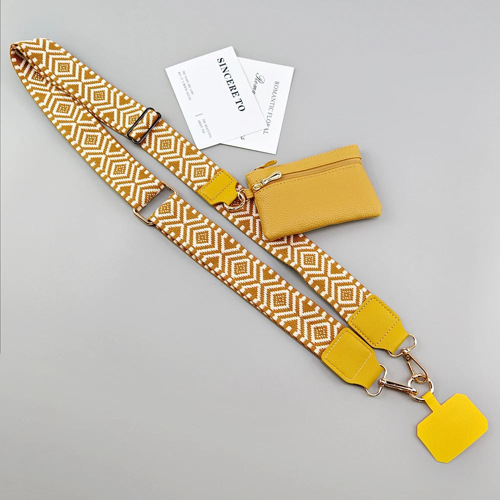 Adjustable 2-in-1 Crossbody Mobile Phone Lanyard Strap Anti-lost Cell Phone Case Rope With Universal Clip Zippered Coin Purse