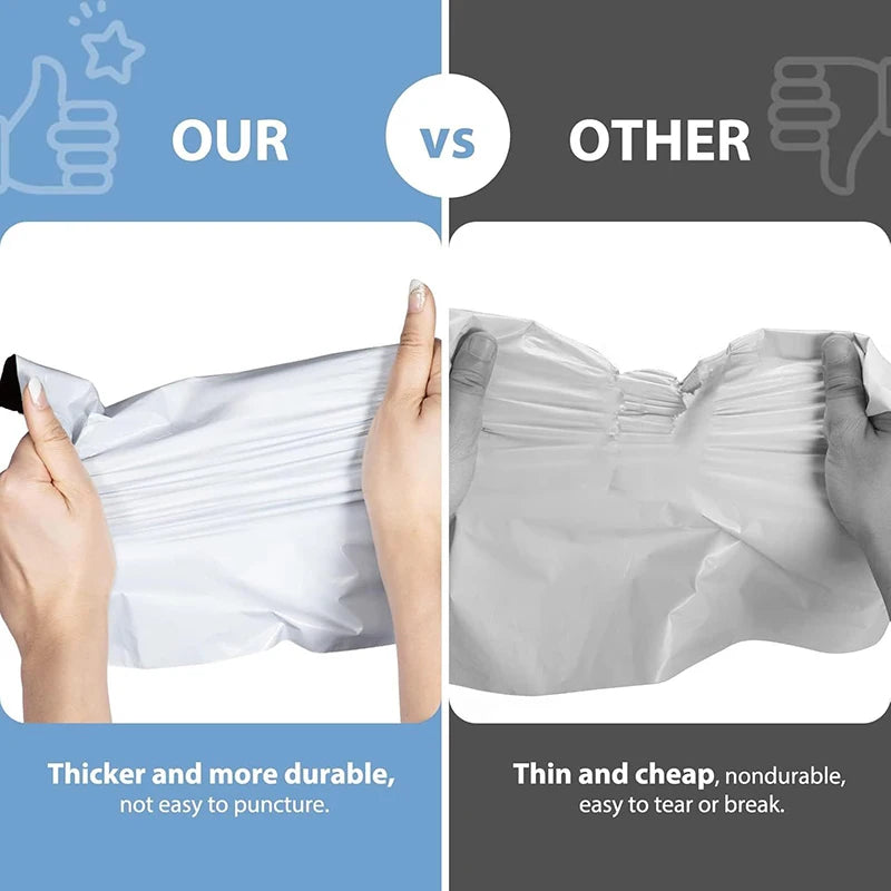 100Pcs White Poly Mailers Self-Sealing Shipping Bags Waterproof Packaging Envelopes Tear-Proof Courier Bags for Small Business