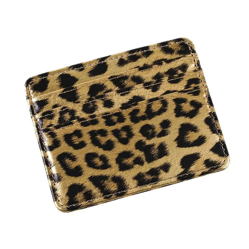 Unisex Fashion Leopard Print Card Wallet Bags PU Leather Business Id Credit Card Holder Case Bank Bus Card Cover Purse