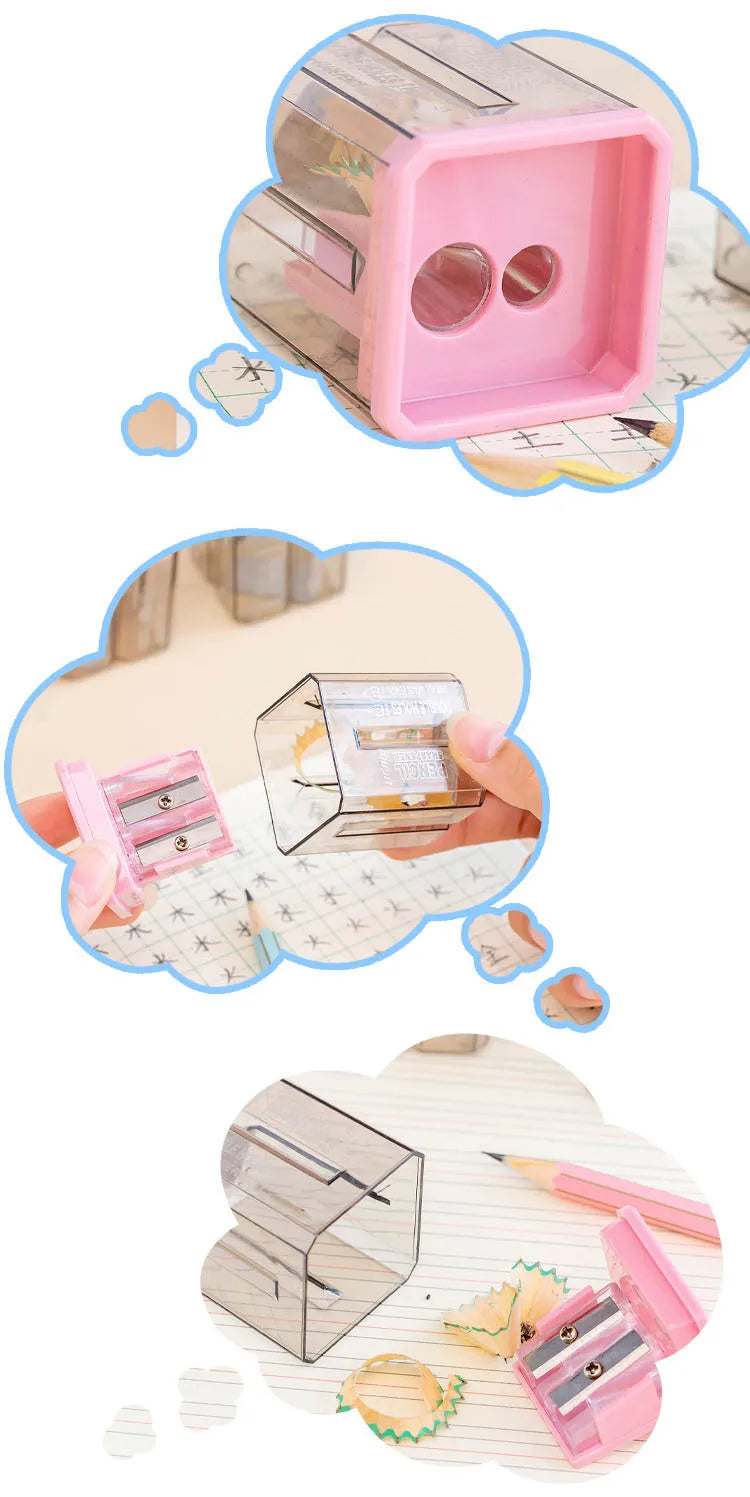 1 Piece Lytwtw's School Supplies Cute Morandi Color Geometry Sharpener For Pencil Office Creative Stationery Item