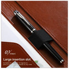 1PC A4 Size Texture PU Leather Multi-Functional Business Folder with Clip Pen Holder And Card Slots for Office Sales Bank Meetin