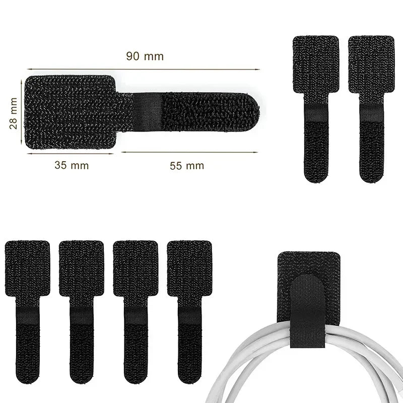 20Pcs Adhesive Cable Management Straps Reusable Self-Adhesive Cable Organizer Ties for Desk Wire Management