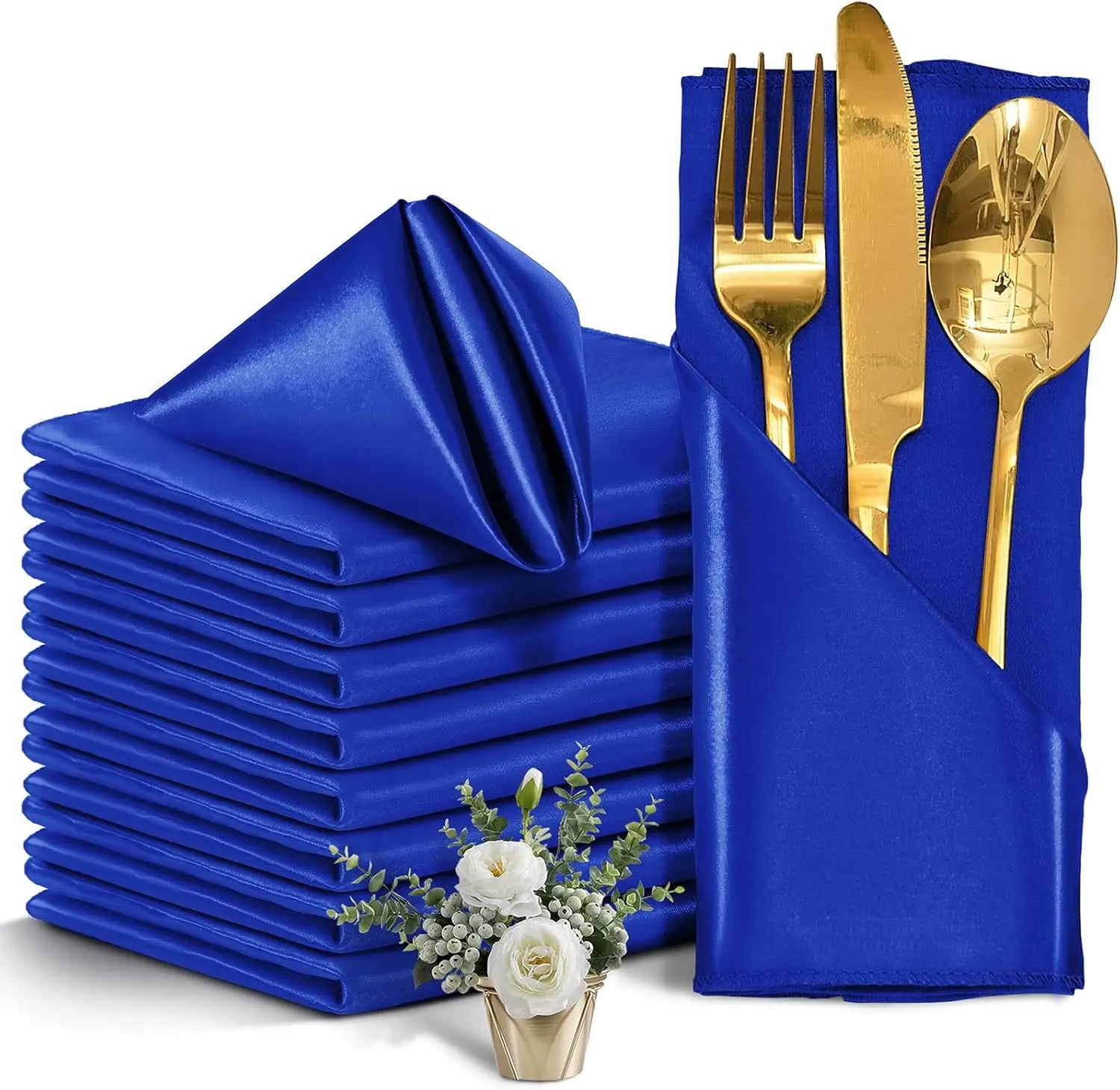 12PCS Red Satin Napkins 30x30cm, Silky Soft Smooth Washable Napkins for Restaurant, Weddings, Dinner, Party,Christmas Decoration