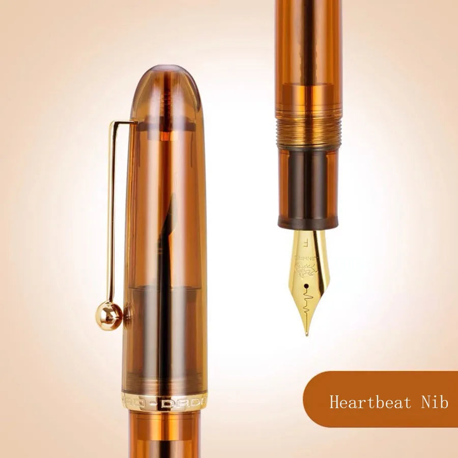 1pc Jinhao 9016/9013 Acrylic Fountain Pen Dadao Series Transparent Brown EF/F/M Nib with Large Capacity Ink Converter