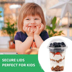 12 oz Clear Plastic Parfait Cups with Insert 3.25oz & Dome Lids No Hole  (20 Sets) Yogurt Fruit Parfait Cups Take Away Breakfast