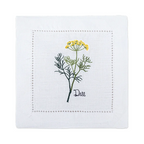New Embroidered Herb Cocktail Napkin, Pure Linen, Lavender, Rosemary, Mint，Sage，Natural, Elegant, Tea Napkin, 15x15cm,