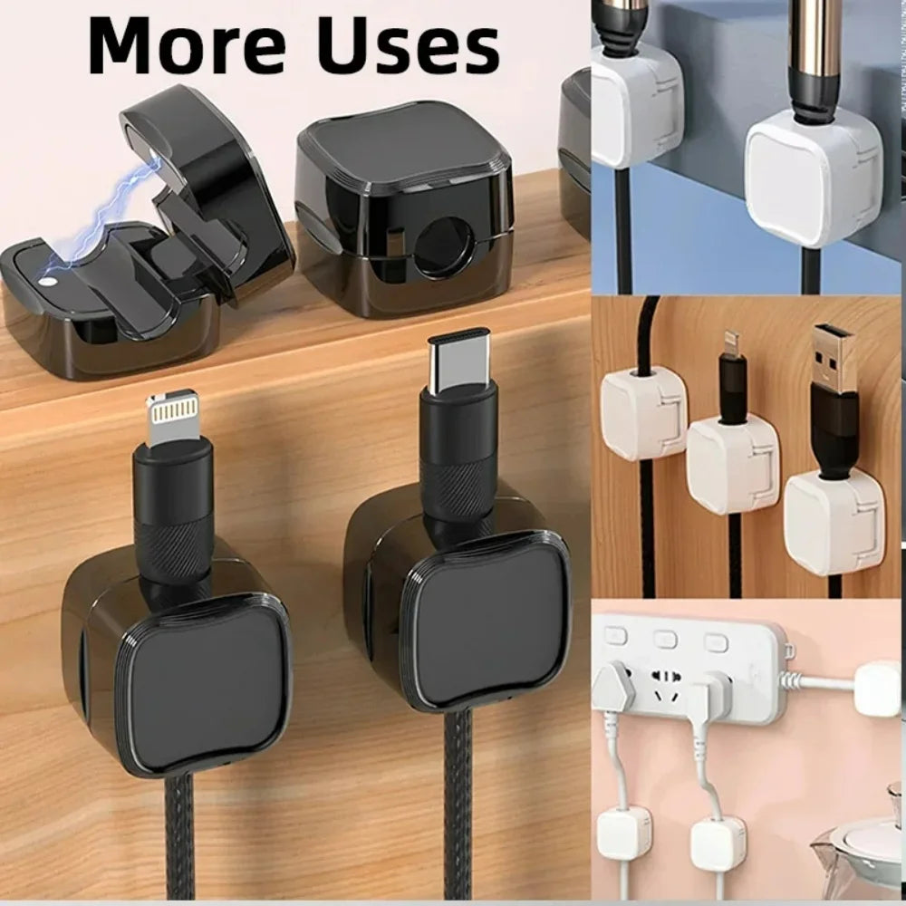 3/6/12PCS Portable Magnetic Cable Clips Cable Protector Desk Tidy Management Clips For Mouse Earphone Wire Organizer Cable Stand