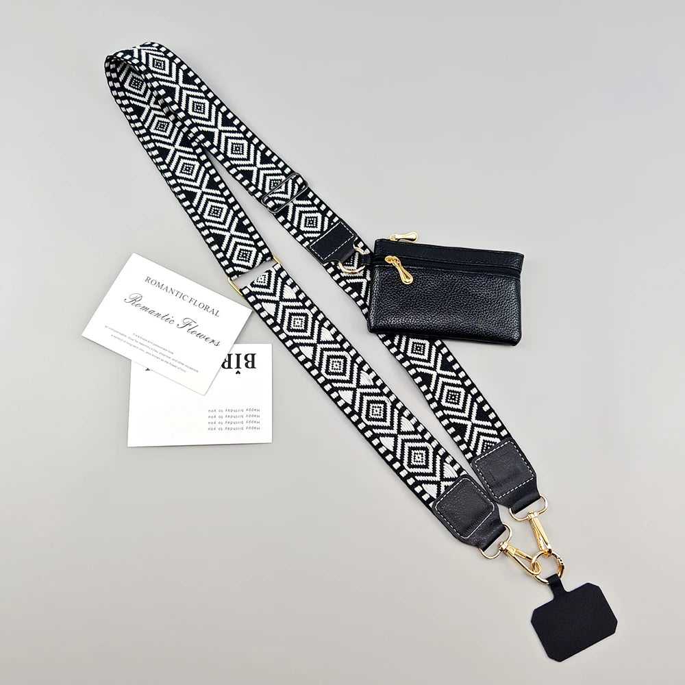 Adjustable 2-in-1 Crossbody Mobile Phone Lanyard Strap Anti-lost Cell Phone Case Rope With Universal Clip Zippered Coin Purse