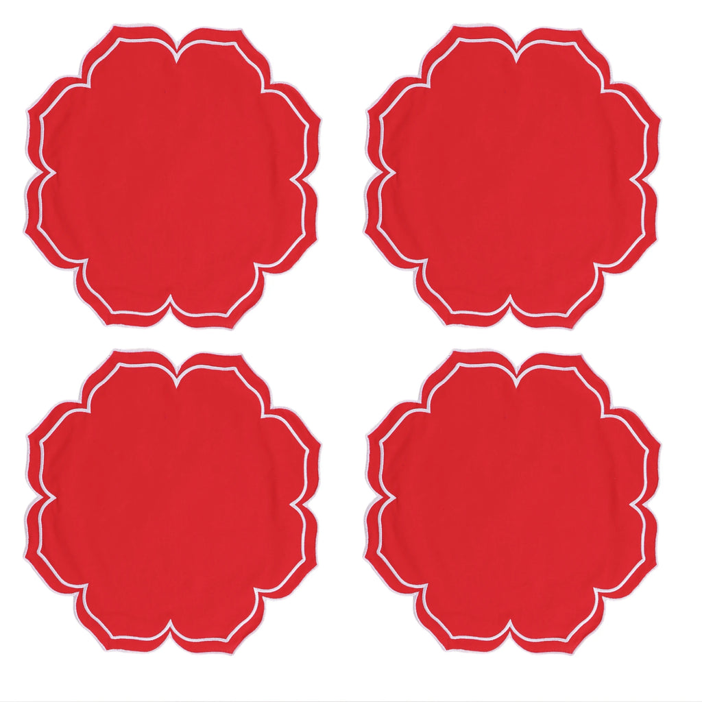 Lotus Shaped Embroidered Edge Napkins 4pcs/set Thickened Pure Cotton Breathable Placemats for Weddings Christmas Daily Party
