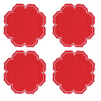 Lotus Shaped Embroidered Edge Napkins 4pcs/set Thickened Pure Cotton Breathable Placemats for Weddings Christmas Daily Party