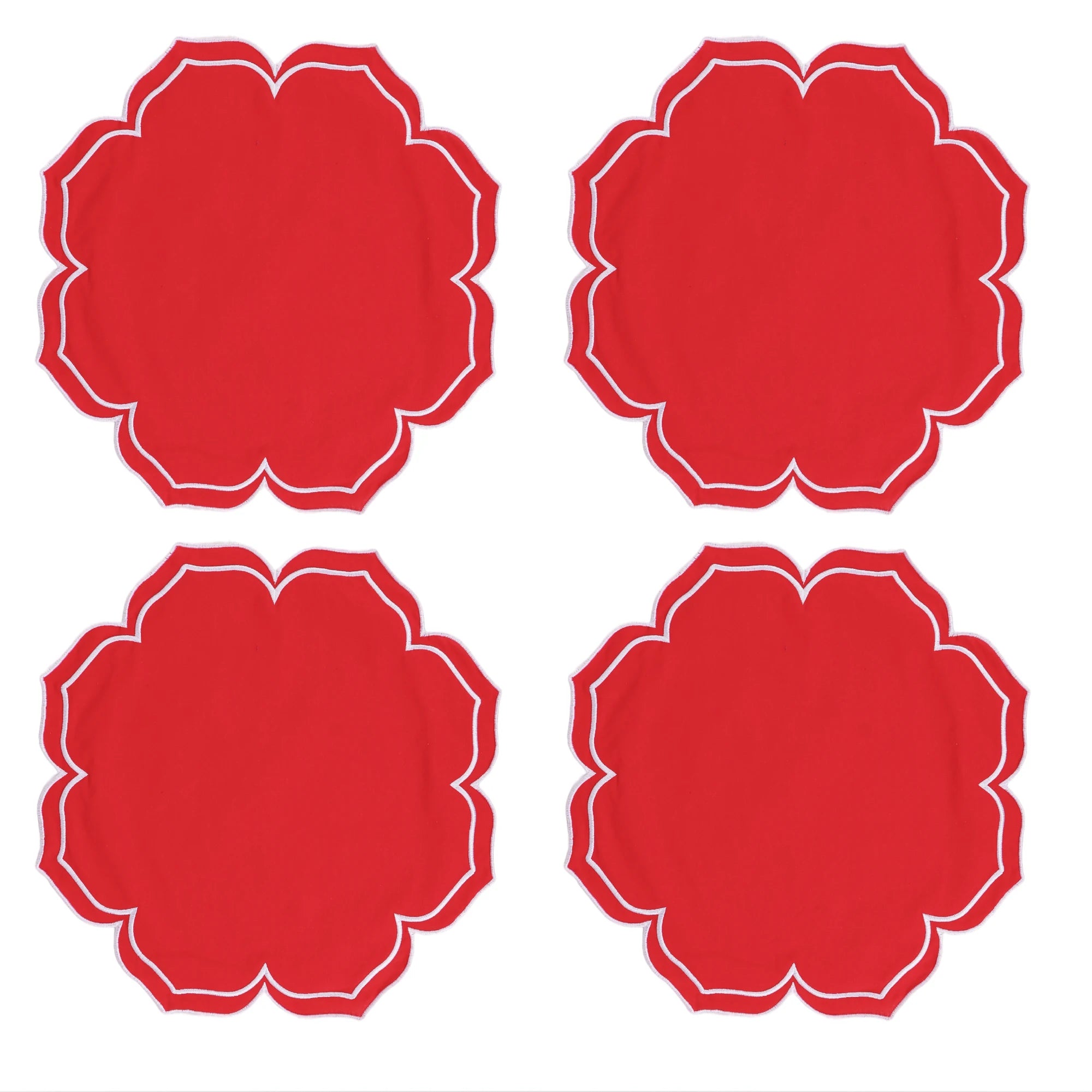 Lotus Shaped Embroidered Edge Napkins 4pcs/set Thickened Pure Cotton Breathable Placemats for Weddings Christmas Daily Party