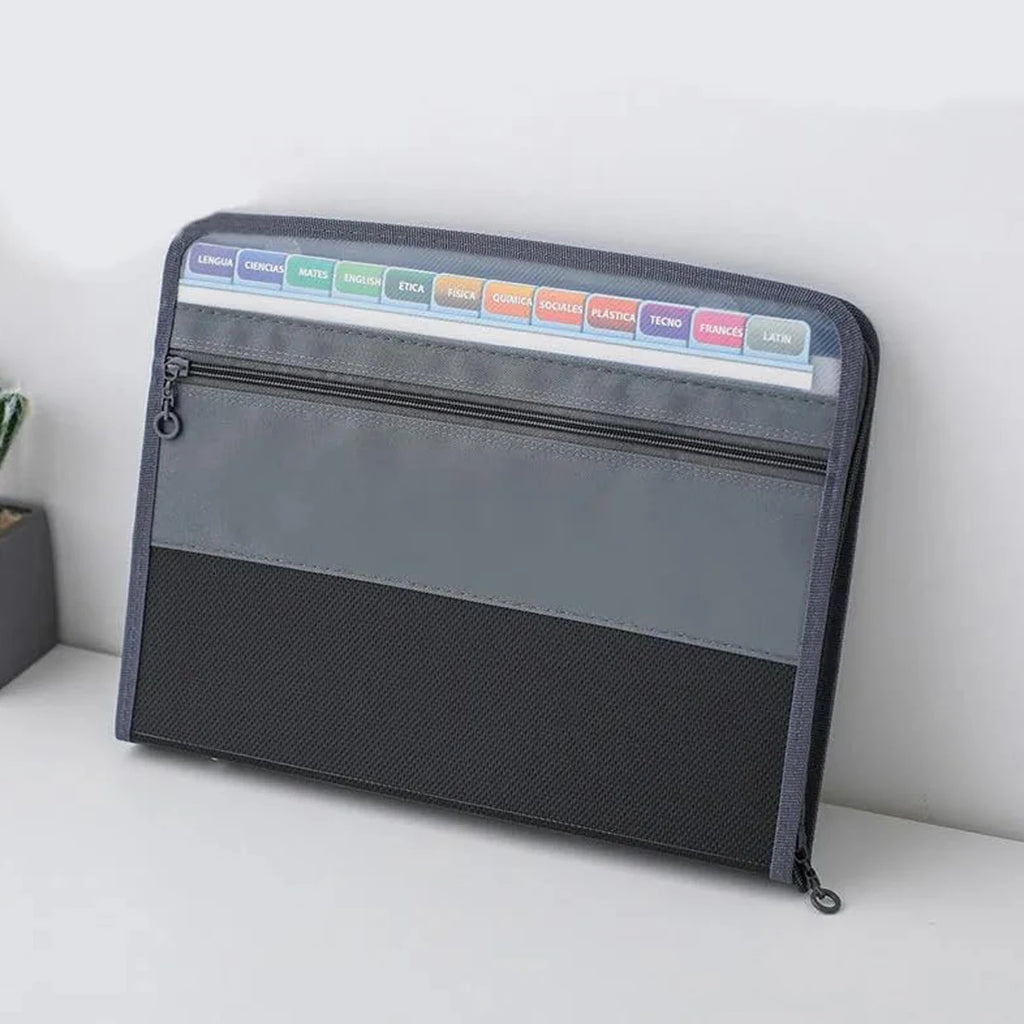 Accordion File Organizer with Safe Zipper, 13 Pocket Expanding File Folder with Front Pencil Pouch, School Office Supplies