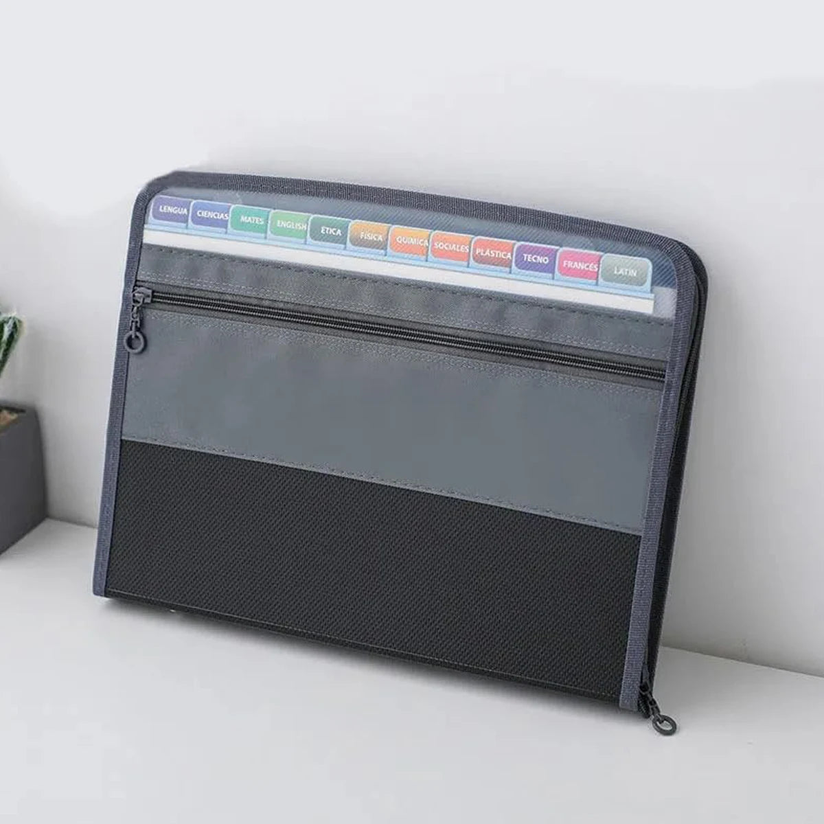 Accordion File Organizer with Safe Zipper, 13 Pocket Expanding File Folder with Front Pencil Pouch, School Office Supplies