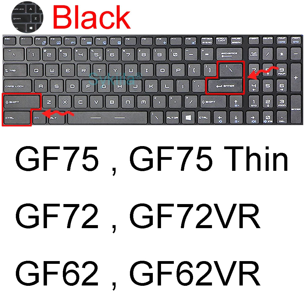 Keyboard Cover for MSI GF65 Thin GF63 GF75 Thin GF72 GF72VR GF62 GF62VR Silicone Protector Skin Case Gaming Laptop 15.6