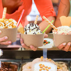 50Pcs Paper Ice Cream Cups, 8Oz Disposable Bowls for Hot Cold Food, Party Containers for Dessert, Sundae, Frozen Yogurt, Soup