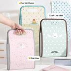 PP Accordion File Organizer Vertical Multi-Compartment Structure Expanding File Folder Portable Carry Handle Cute Pattern