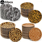 Jungle Safari Wild Animal Party Supplies Disposable Jungle Zoo Animal Print Paper Plates Napkins for Birthday Party Baby Shower