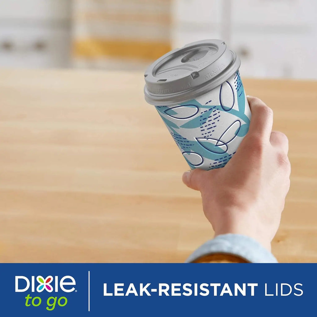 12 Oz Insulated Disposable Paper To‑Go Cups 14 Pack with Lids, Non‑Slip Leak‑Resistant Plant‑Based Travel Cups for Hot Cold Drinks
