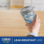 12 Oz Insulated Disposable Paper To‑Go Cups 14 Pack with Lids, Non‑Slip Leak‑Resistant Plant‑Based Travel Cups for Hot Cold Drinks