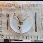 1 Pcs 100% Linen Napkins Wedding Dinner Solid Color Flounce Placemats Ruffle Edge Classical Custom Home Table Napkin