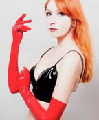latex fetish gloves women  gummi wetlook long opera sexy glooves