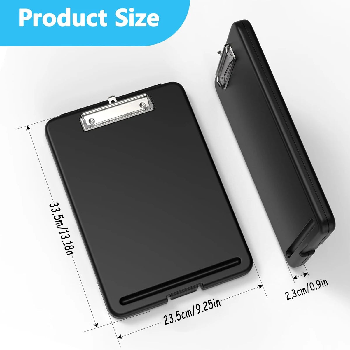 Clipboard with Storage (Multiple Colors Available) with Low Profile Clip, 9.5 x 13 Inch Sturdy Portable Writing Board, Foldable