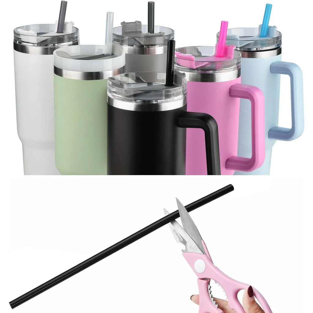 12Pcs Color Replacement Straws for Stanley 30/40 oz Tumbler , 12 in Long Reusable Plastic Straws for Stanley Cup, Plus 2 Brush