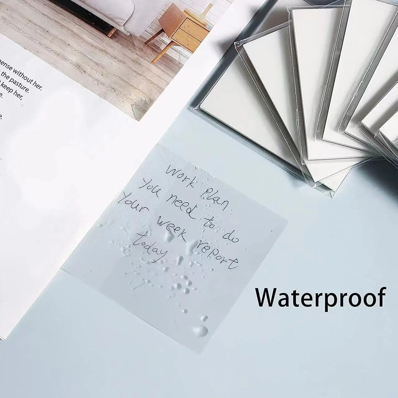 50 Sheets Transparent Sticky Notes Waterproof Message Stickers for Note Books Convenient Reporting & Signature Stickers