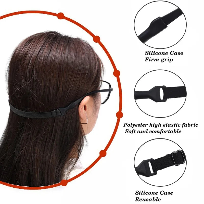 Adjustable Elastic Strap For Sports Glasses, Anti-Slip Band For Glasses, Safe Grip For Basketball, Running, Outdoor Activities