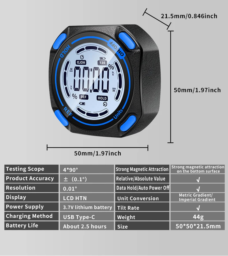 SNAKOL Mini Angle Gauge Magnetic Protractor Digital Inclinometer Angle Finder Level Box With Magnes and Backlight