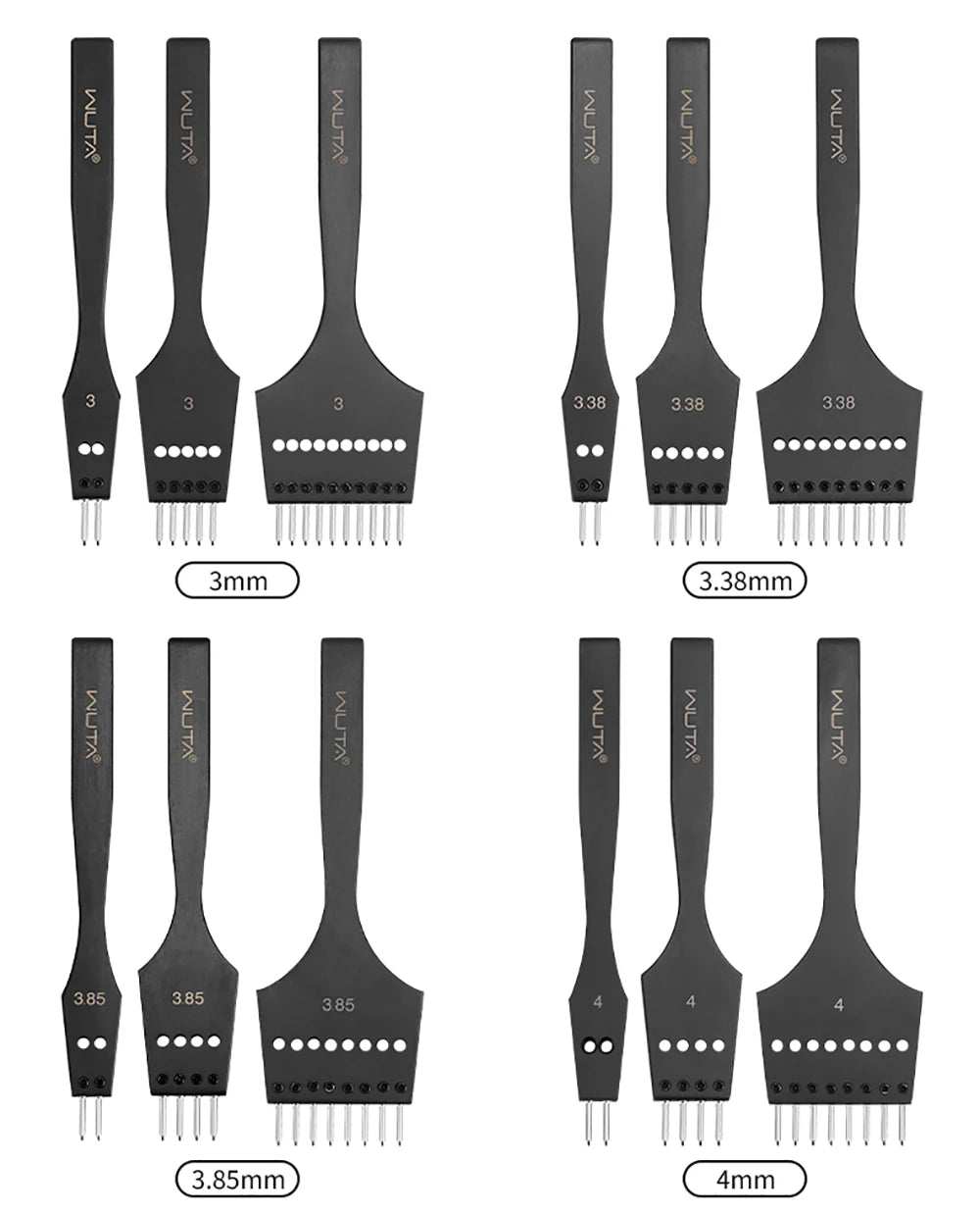 WUTA 3G Leather Punches Head Replaceable Pricking Iron Removable Diamond Olive Round Hole French Style Chisel DIY Craft Tools
