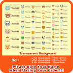 Custom Transparent Self-adhesive Baby Name Sticker Customised Kindergarten Tag in Hebrew Personalized Waterproof Stickers Label