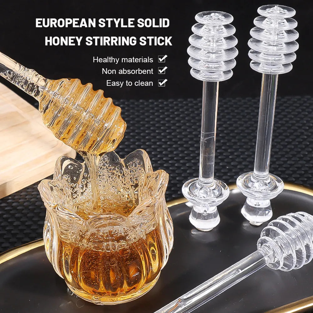 1Pcs Honey Spoon Plastic Honey Dipper Stick Syrup Dispenser Spoon Jar Stick Kitchen Accessories Server Honey Cooking Tools