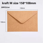 20pcs White Black Kraft Paper Envelopes for Wedding Invitation Greeting Card Black Postcard Photo Packing Paper Gift Envelope