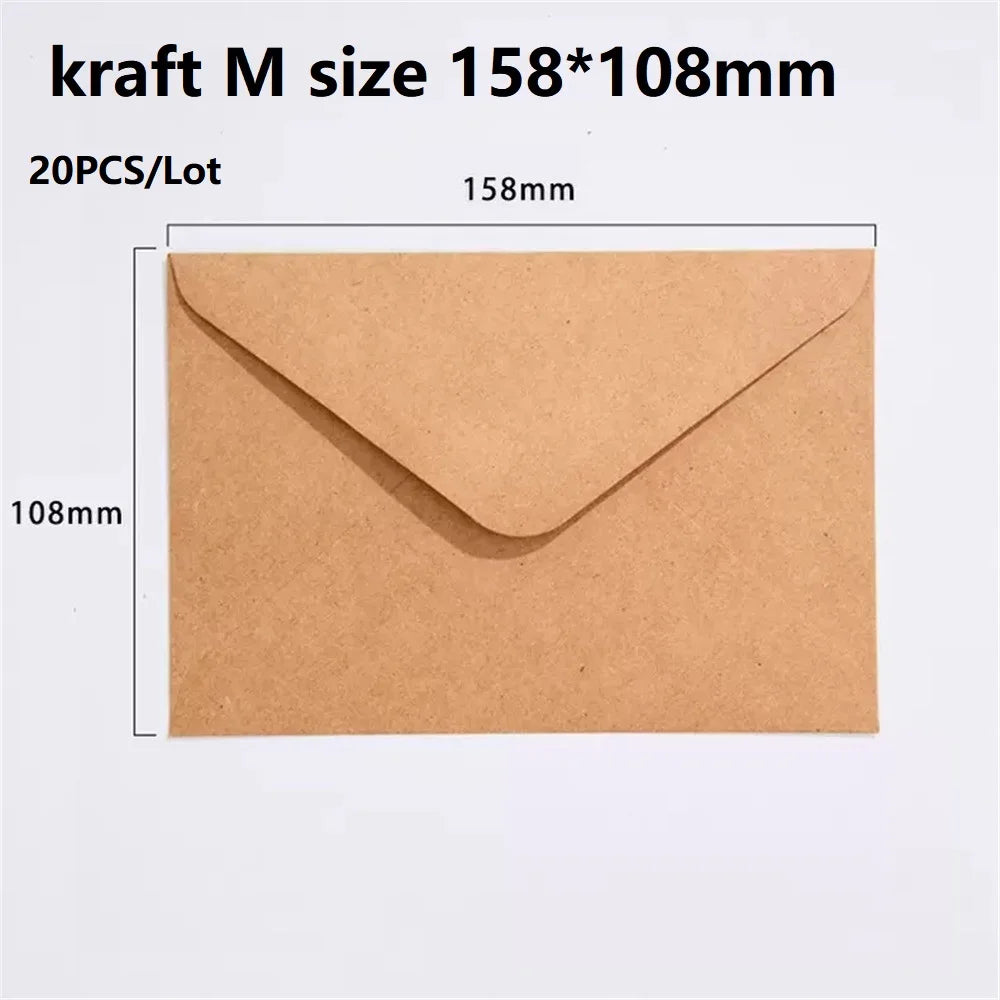 20pcs White Black Kraft Paper Envelopes for Wedding Invitation Greeting Card Black Postcard Photo Packing Paper Gift Envelope