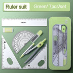 7Pcs/Set Student Compass Set School Mathematical Rulers Multi-Function Learning Professional Drawing Tool Girls Gifts Stationery