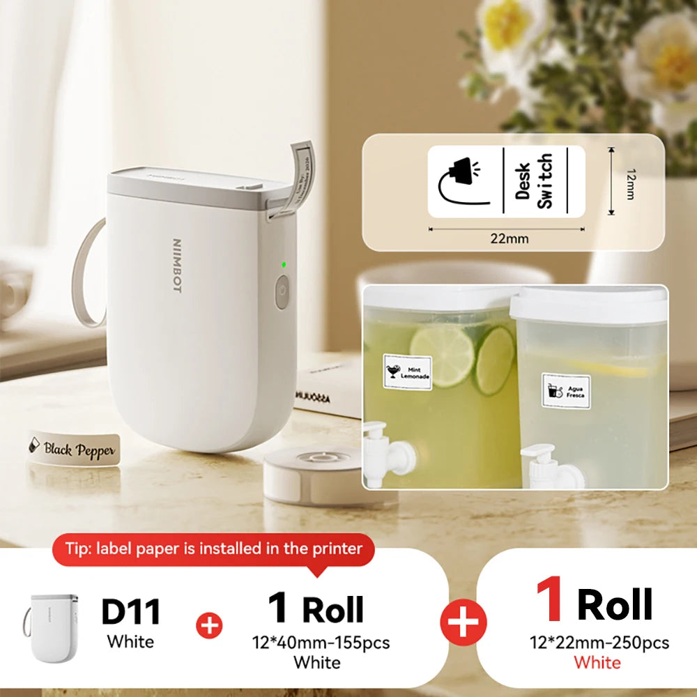 NIIMBOT D11 New Version Label Printer Mini Portable 300DPI Bluetooth Wireless Label Maker Name Tag Kitchen Sticker PrintingMaker