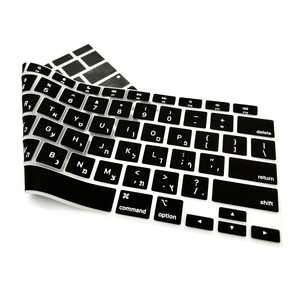 Hebrew Israel  Keyboard Cover for Macbook Pro14 A2442 Air13.6 M2 A2681 Pro13 M1 A2338 A2289 Waterproof Silicone protective film