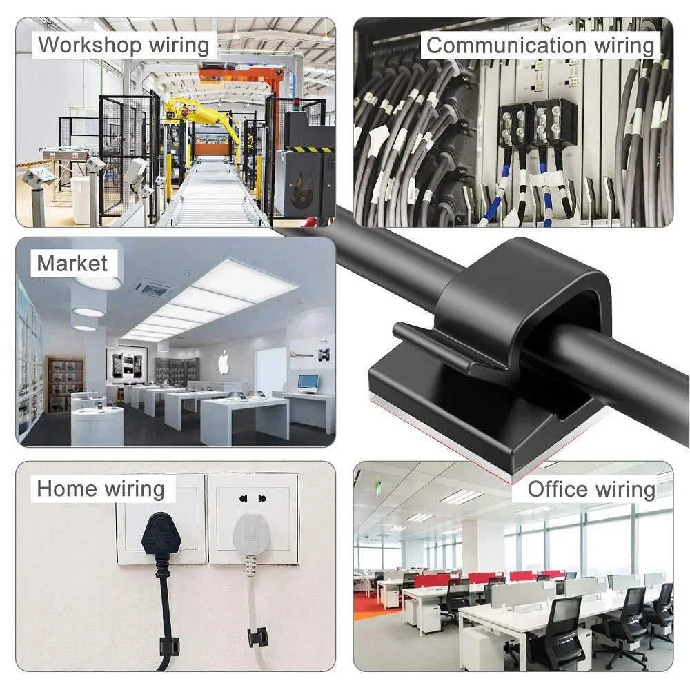 50Pcs Cable Clip Self-Adhesive Cable Organizer Wire Protector Holder For Mouse Headset Wire Storage Desktop Tidy Management Clip