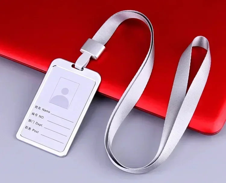 1 Pcs Aluminum Alloy Card Cover Case Bank Business Work Card Holder with ABS Retractable Badge Reel Credit ID Card Badge Bag