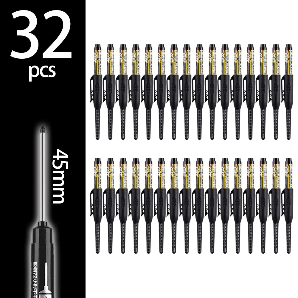 4-60Pcs 45mm Long Nib Head Carpenter Pen Deep Hole Marker Pens Black/Blue/Red/White for Measuring Woodworking Hand Tools